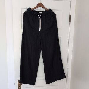 Buck Mason Navy Linen Ankle Wide-Leg Pants XS